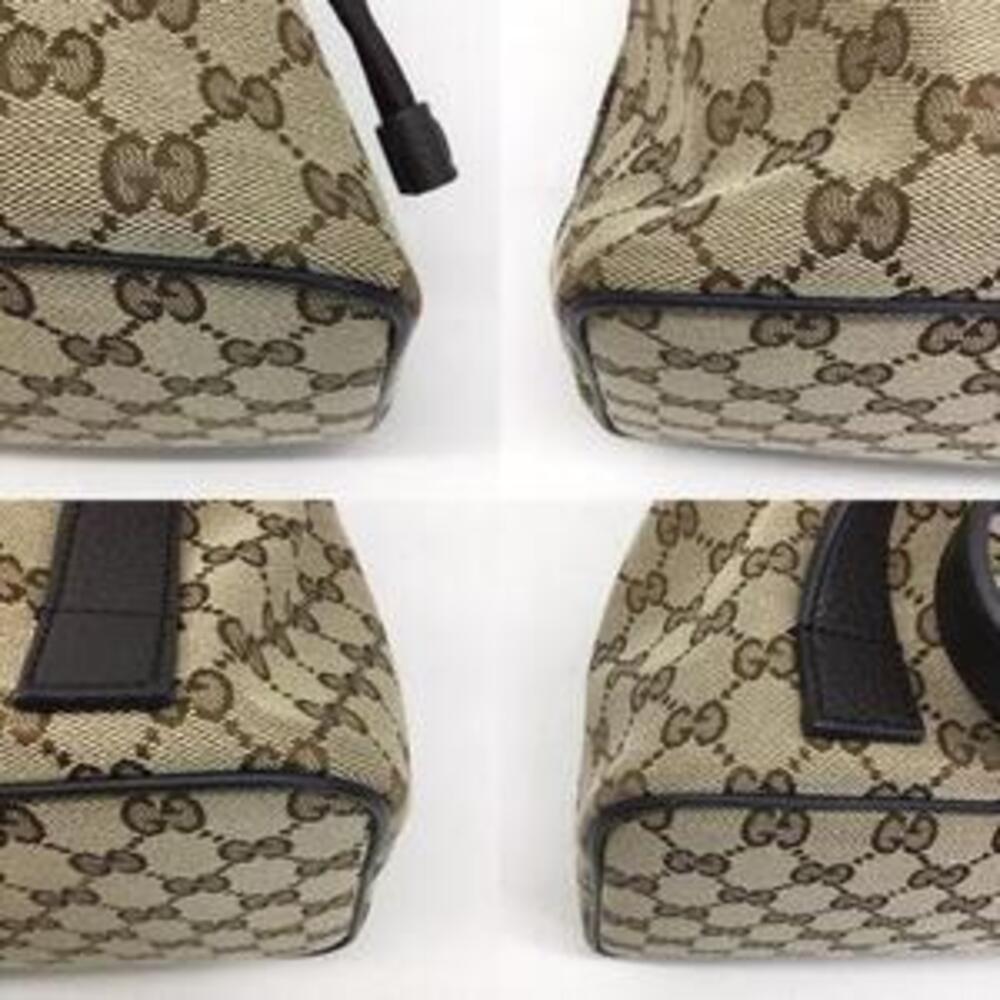Gucci Backpack Drawstring Canvas Leather Beige Br… - image 8